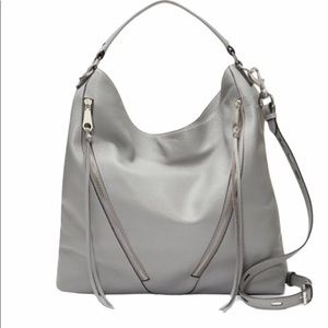 Rebecca MINKOFF Grey tumbled leather hobo crossbody and shoulder bag